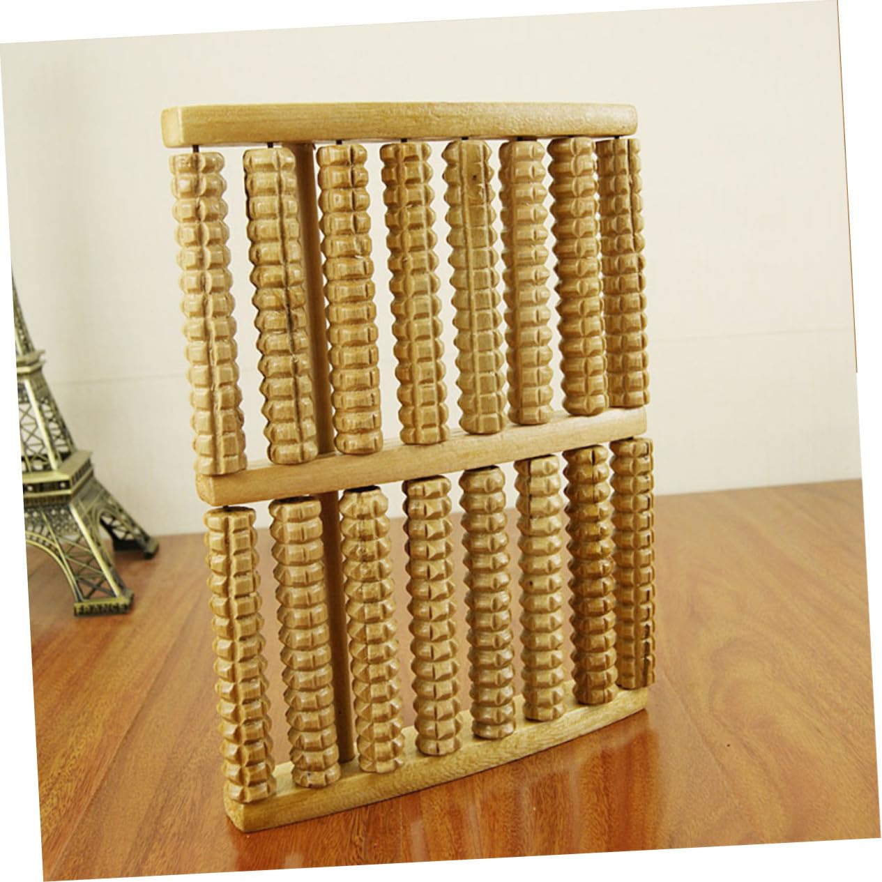 Natural Masajeador Manual Columnas Pies de 8 Beige de Madera