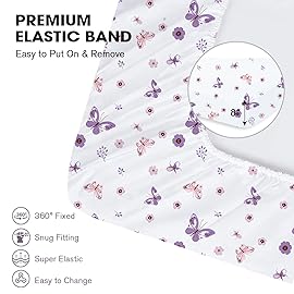 Little Grape Land Crib Sheets for Boys and Girls, 2pk Baby Crib Fitted Sheet for Standard Size Crib and Toddler Mattress, Super Soft Baby Sheet (Purple Butterfly)