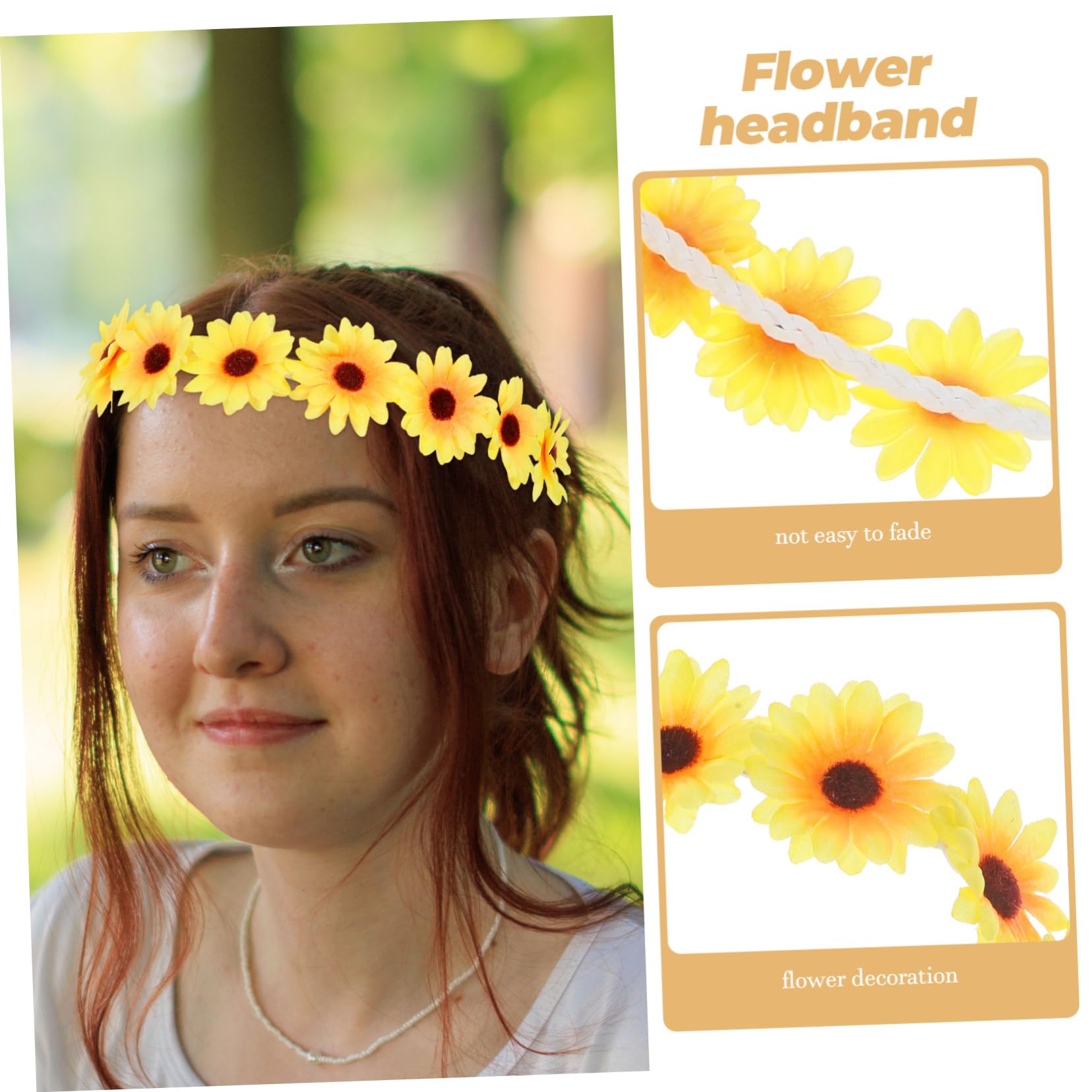 FRCOLOR Lot de 20 cordes à cheveux tournesols - Bandeau pour cheveux - Pour femme - Bandeau de cheveux - Pour femme - Pour la plage d'été - Pour les