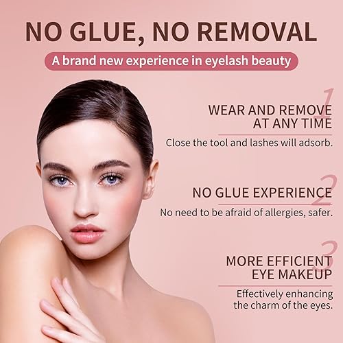 Miniatura 2 de Pestañas magnéticas, pestañas magnéticas dobles reutilizables sin delineador de ojos, pestañas magnéticas de aspecto natural con aplicador, pestañas