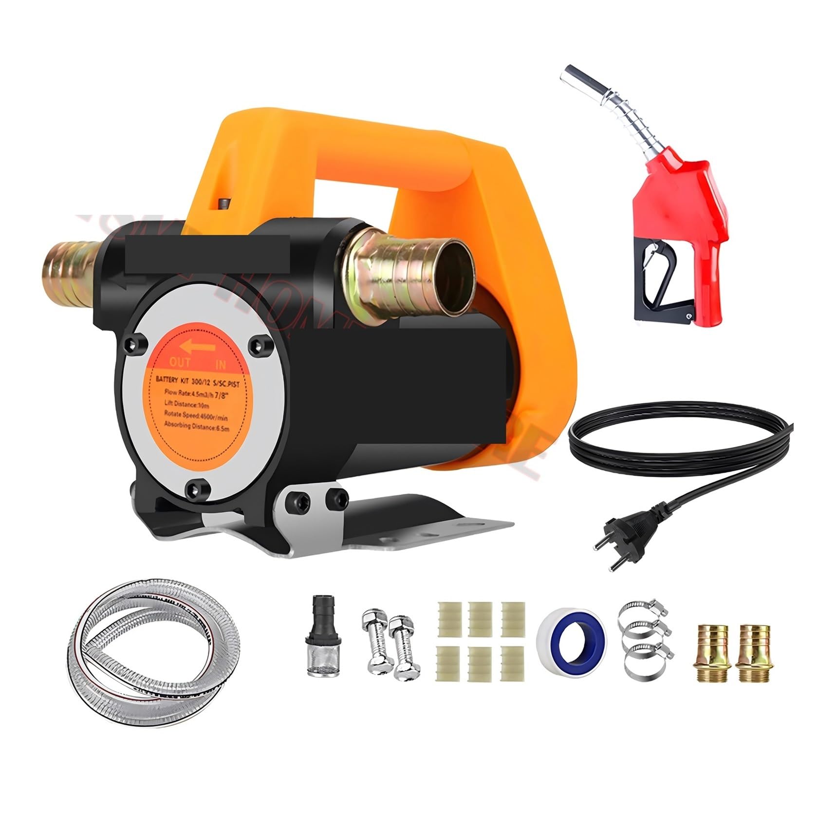 Healbyble 220V-6M Hose-Nozzle Fuel Transfer Pump Kit,12Gpm Portable Electric Self-Priming 12V /220 990W For, Kerosene(220V-6M Hose-Nozzle)