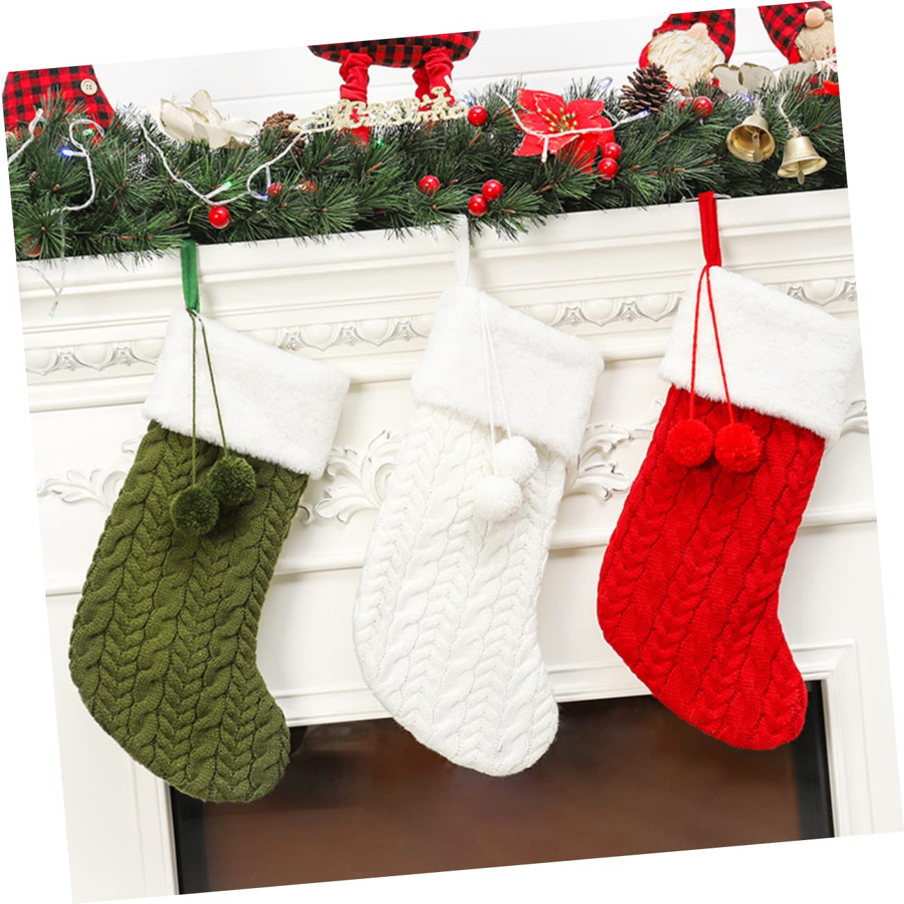 Alipis 3St weihnachtsdeko Weihnachtsfeier Weihnachtsstrümpfe Stricken Weihnachtsstrumpf weihnachtssocken Super Weihnachtssocke weihnachtsgeschenkbeutel Weihnachten Socken aufhängen Weiß