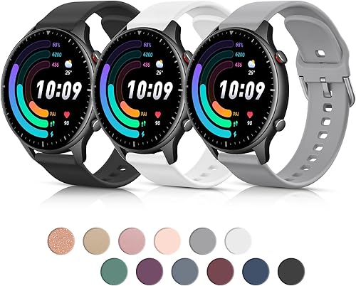 Amzpas Correa de silicona para reloj inteligente Amazfit GTR 2 y 3 Pro4, 0.866 pulgadas, ajustable, suave, de liberación rápida, correas de repuesto