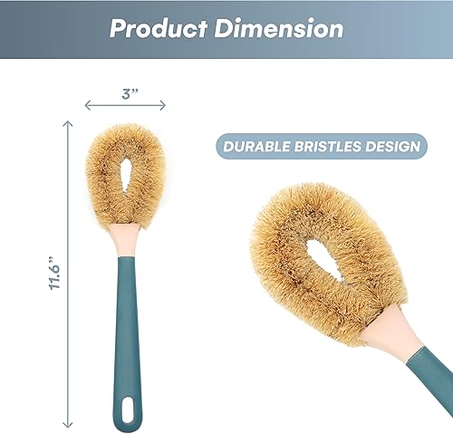 Miniatura 3 de Easy Gleam | Cepillos de limpieza para fregar - Estropajo duro para utensilios de cocina de hierro fundido - Material duradero con cerdas naturales