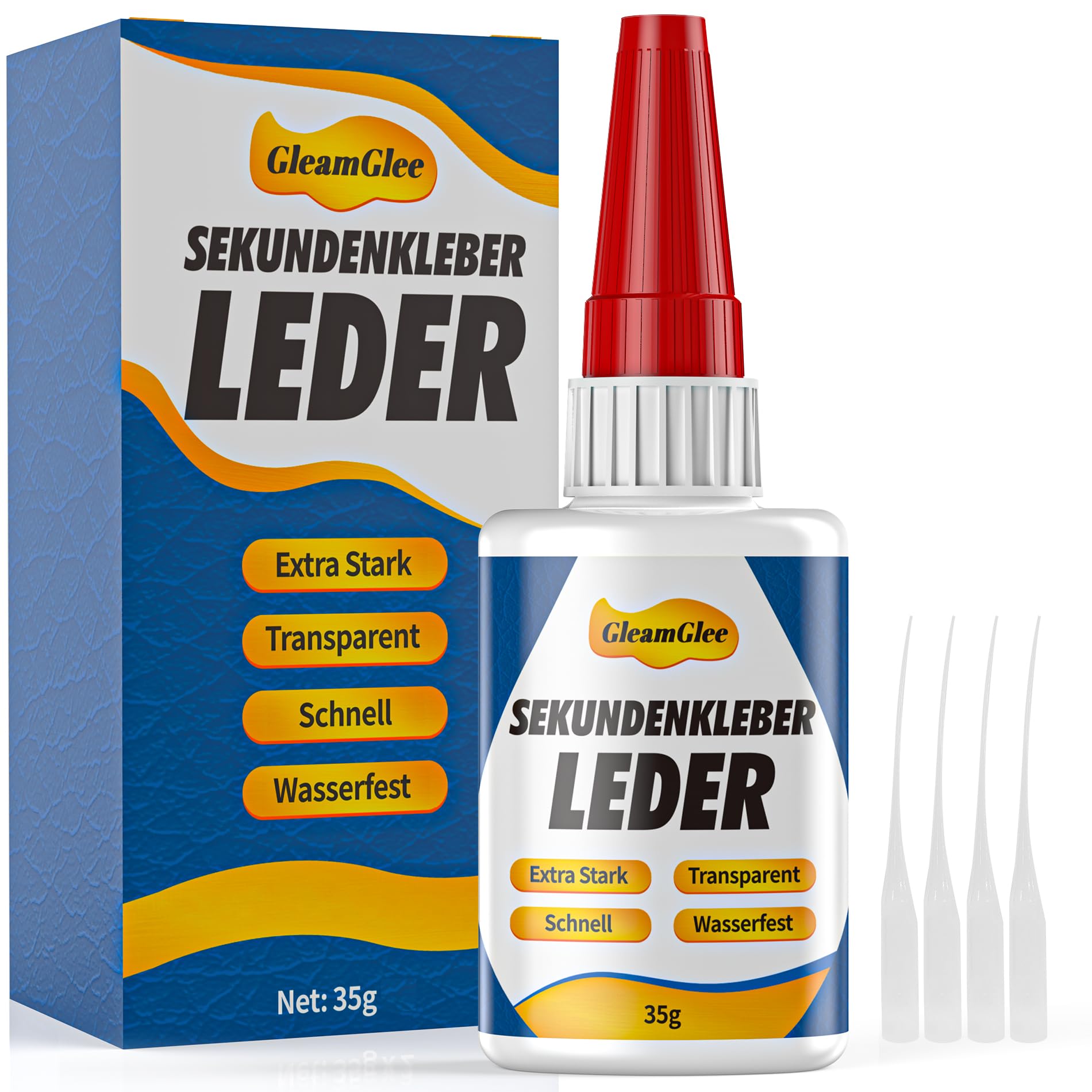 Lederkleber Super Glue – Extra Starker, Transparenter & Wasserfester Kleber für Lederreparatur an Schuhen, Sofas, Autositzen, Möbeln & Taschen – Schnell Trocknender Lederkleber für Polster, Gürtel & H