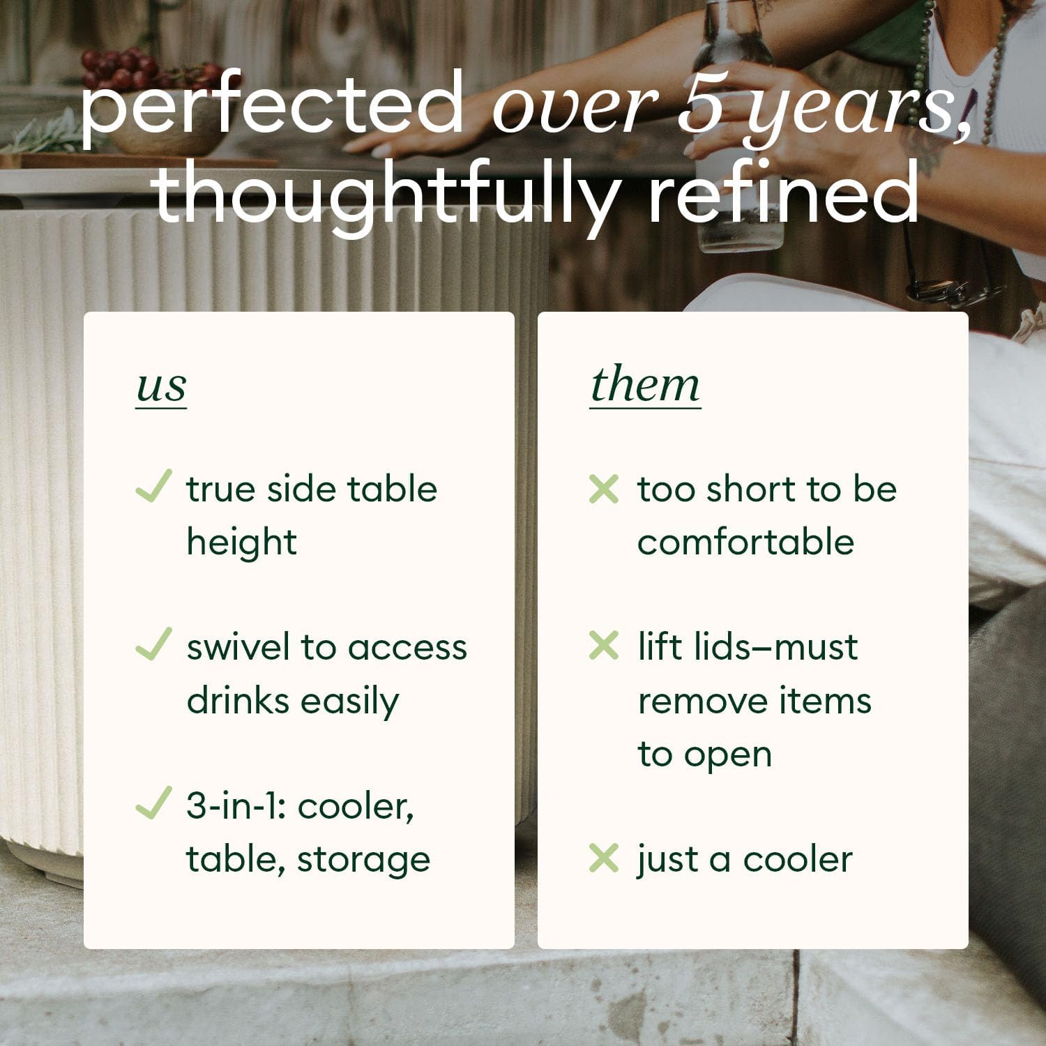 Veradek Outdoor Cooler Side Table - 2 in 1 - Designed for use as Outdoor Side Table, Patio Decor and Ice Chest