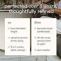 Vista 8 de Veradek Mesa auxiliar enfriadora para exteriores, 2 en 1, diseñada para su uso como mesa auxiliar al aire libre, decoración de patio y baúl de hielo