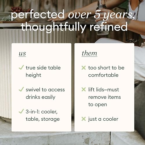 Miniatura 8 de Veradek Mesa auxiliar enfriadora para exteriores, 2 en 1, diseñada para su uso como mesa auxiliar al aire libre, decoración de patio y baúl de hielo