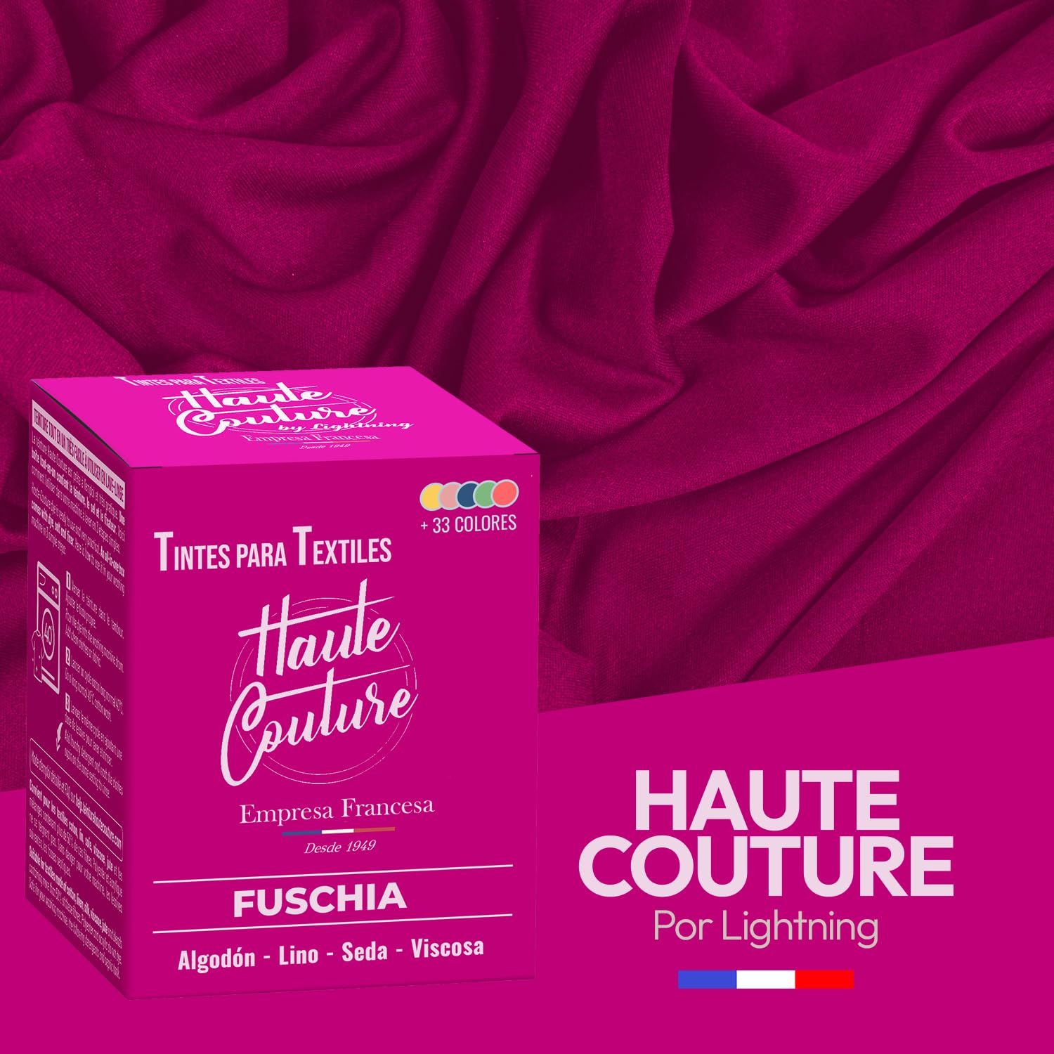 Haute Couture - Tinte para Ropa y Textil Rosa - Fuscia - 350g - Tinte Textil Todo en uno - Listo Para Teñir Ropa y Tejidos