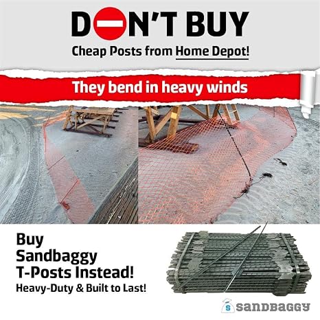 Sandbaggy Green Fence T-Post 6 Feet Length - for Securing Fencing or Safety Fence (10)
