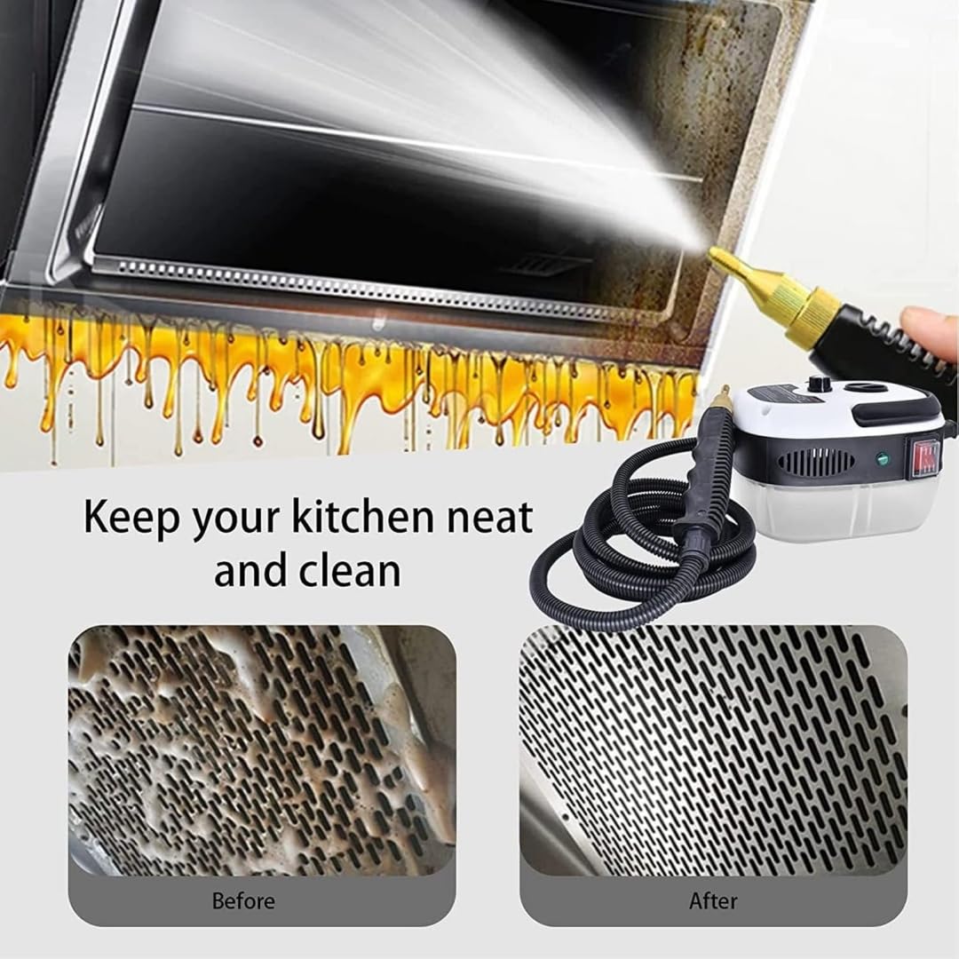 Limpiador a vapor portátil portátil de 2500 W, Capacidad de 900 ml, con esterilización a alta temperatura para el hogar, el coche, la cocina y el aire acondicionado (Rojo)