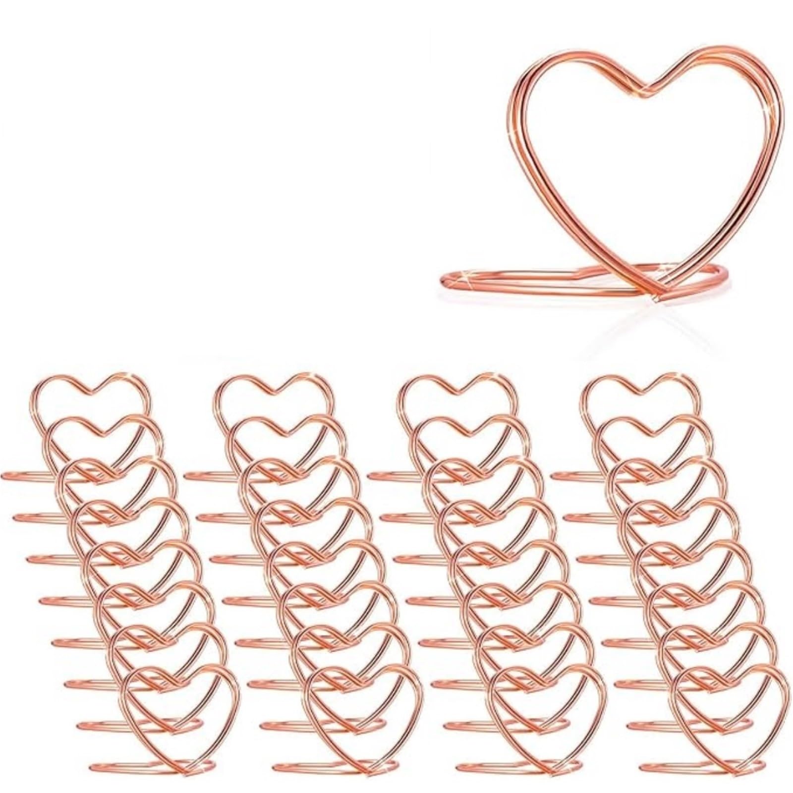 Tischnummernhalter 10–50 Stück herzförmige Tischkartenhalter for Hochzeit, Tischnummer, Namensschild, Geburtstagsfeier, Dekoration, Lieferungen for Zuhause, Foto-Clip-Ständer(Rose Gold,50pcs)