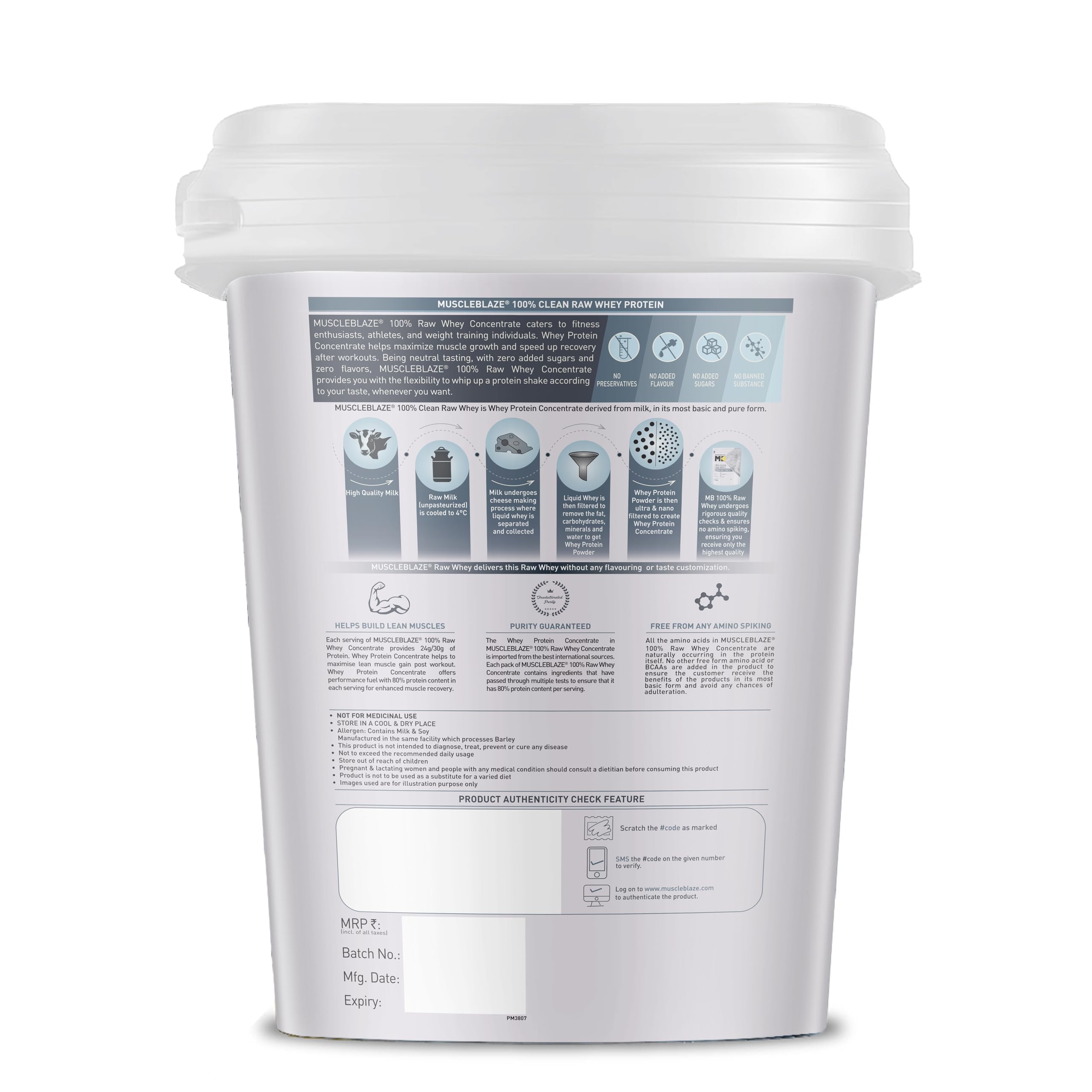 MuscleBlaze 100% Clean Raw Whey Protein Concentrate, 4kg (8.8lbs) — Amazon image 7