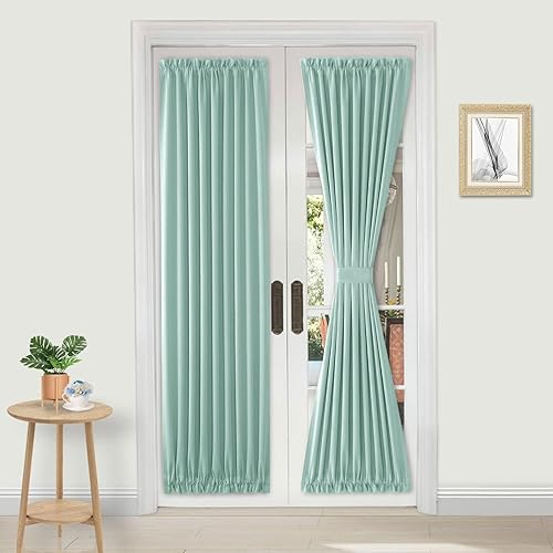 Miniatura 348 de DWCN Cortinas para puerta francesa: cortina térmica con bolsillo para barra para puertas con ventana de cristal, puertas de cocina y patio