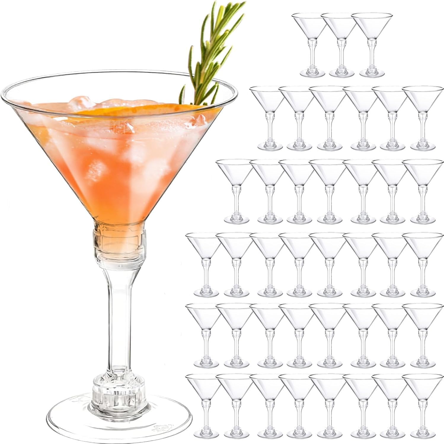 40 Pack Plastic Martini Glasses 5 Oz Reusable Cocktail Glasses, Tall Mini Martini Cups, Plastic Margarita Glasses Perfect for New Year Party Wine, Desserts, Appetizers and All Events