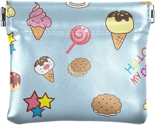 Funny Ice Cream Squeeze Coin Purse Pouch for Women PU Leather Mini Change Holder Small Travel Storage Pouch