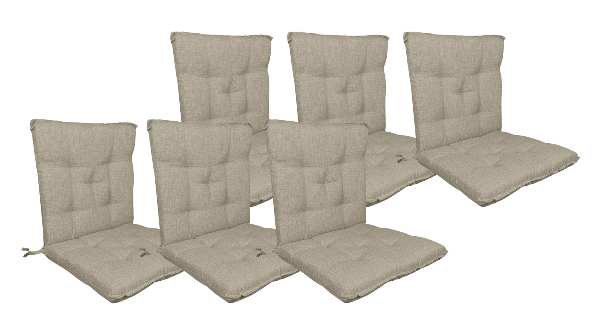 IlGruppone Set Cuscini Sedia con Schienale Imbottiti con Laccetti Banda Elastica per Fissaggio Prodotto Italiano Sedie Poltrone Sdraio Reclinabili Cucina Giardino 40 x 80 Cm - Corda - 6 Pezzi