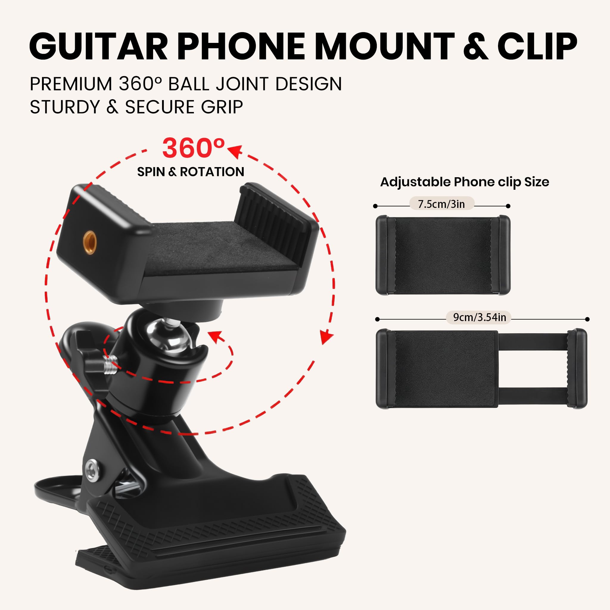 Guitar Accessories Kit: Capo, Phone Mount & Picks -3