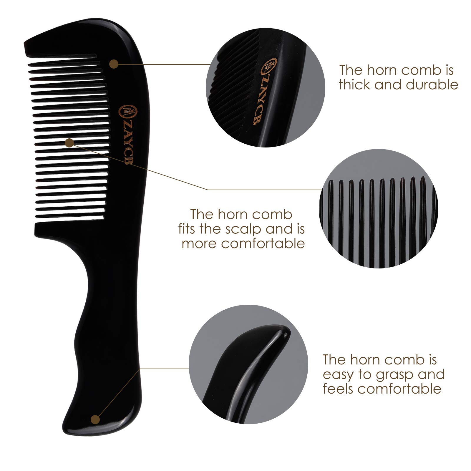 Amazon | ZAYCB バッファローホーン 細歯コーム、帯電防止ヘアコーム