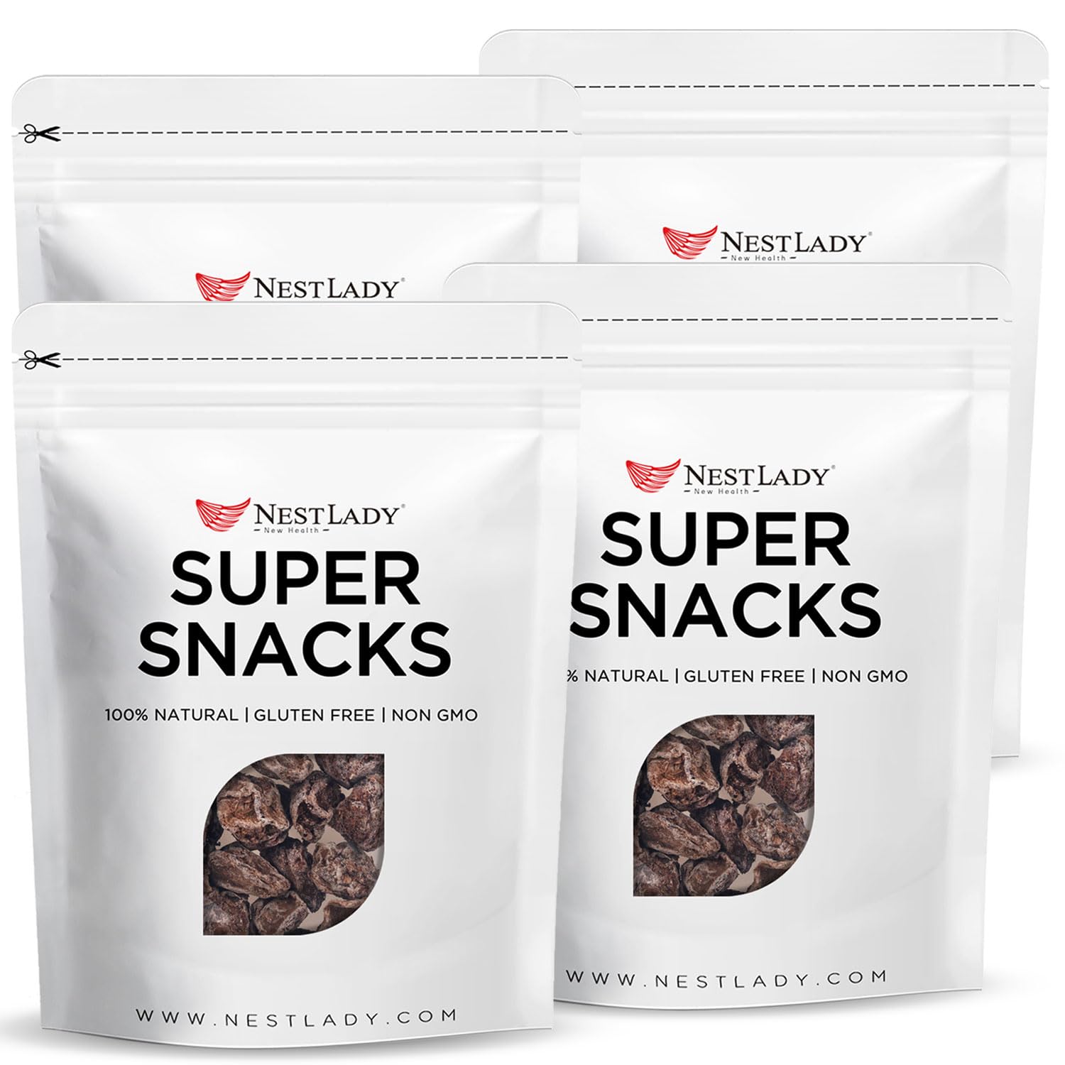 NESTLADY Sweet And Sour Dried Plum 60g (4 Packs, 240g in Total)- 100% Natural, Sweet and Sour, Healthy Snacks, Resealable Bag, Purely Dried Plums,