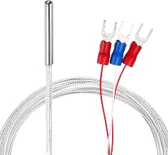 MECCANIXITY RTD PT100 Temperature Sensor Probe, -50℃ to 200℃ Temperature Controller Stainless Steel Thermocouple Waterproof with 3 Wire Terminal, 6.6ft