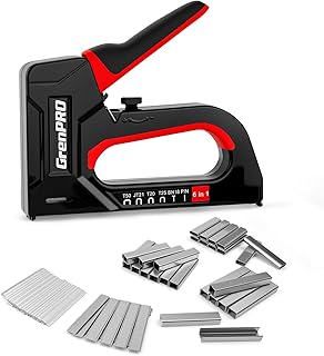 Staple Gun, 6-in-1 Manual Brad Nailer with 5000 Staples, Upholstery Stapler Gun for Wood, Carpentry, DIY Crafts, Furniture