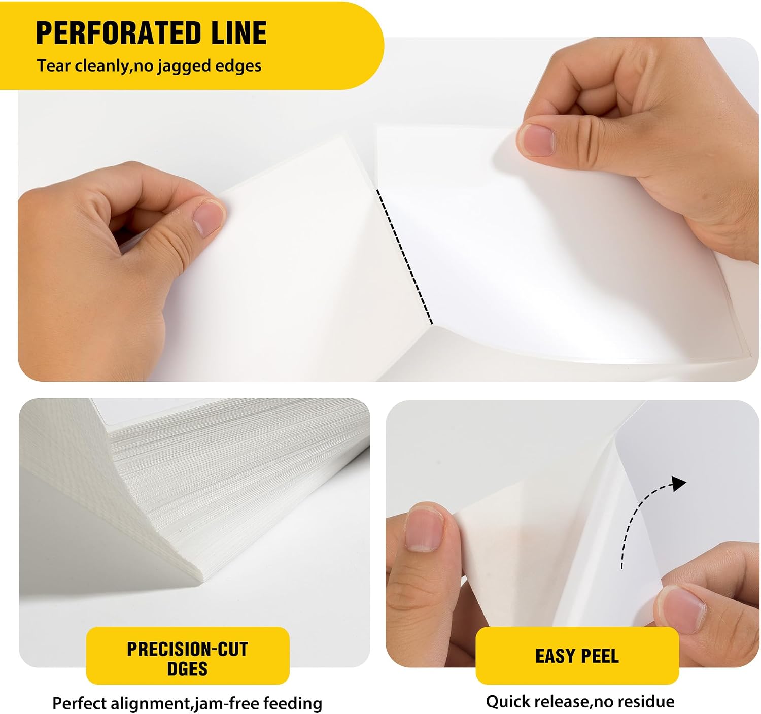 4" x 6" Direct Thermal Labels 2000 Fanfold Thermal Printer Paper Commercial Grade Label Stickers with Perforated Line & Permanent Adhesive for Shipping Mailing Barcodes (4 Stacks)