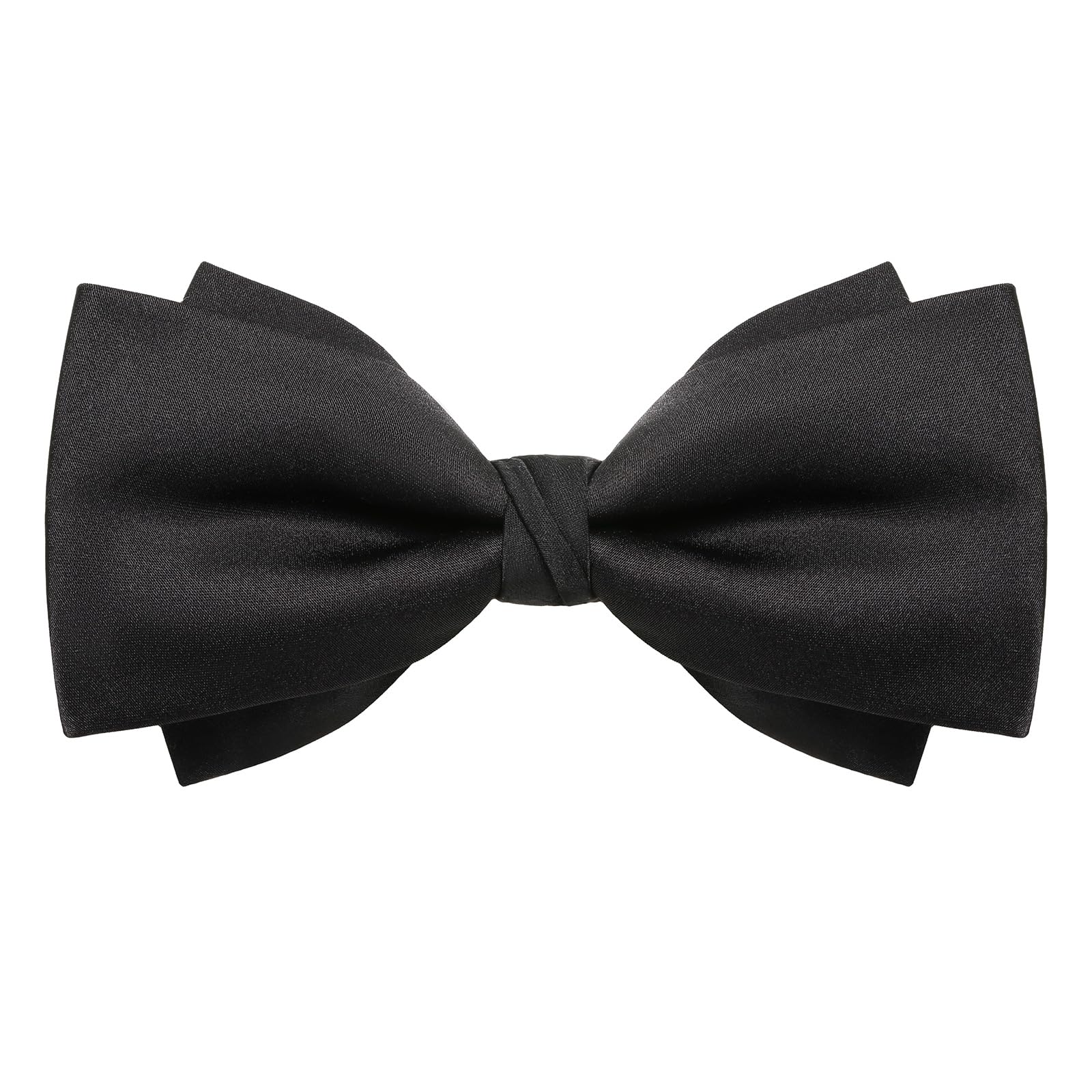 CHEIVEMENG Mens Black Bow Tie Matte Satin Silk Adjustable Solid Pre-tied Bow Ties for Men with Gift Box