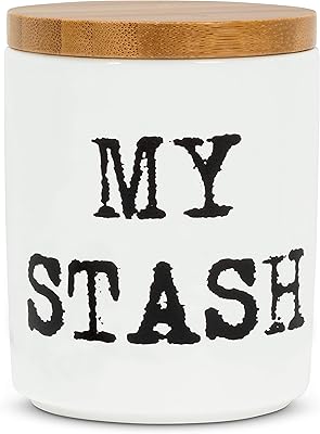 Abbott Collection 27-STOW-01-SM Sm My Stash Canister-3.5" H, 3.5 inches H, White and Black