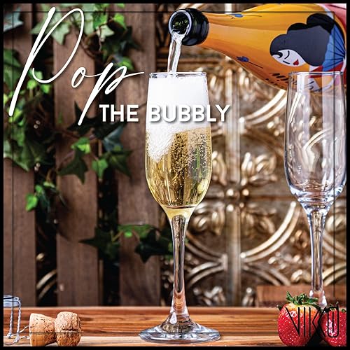 Miniatura 2 de Vikko Copas de champán, 7.25 onzas, copas de champán transparentes cristalinas, juego de 4 elegantes copas de vino espumoso