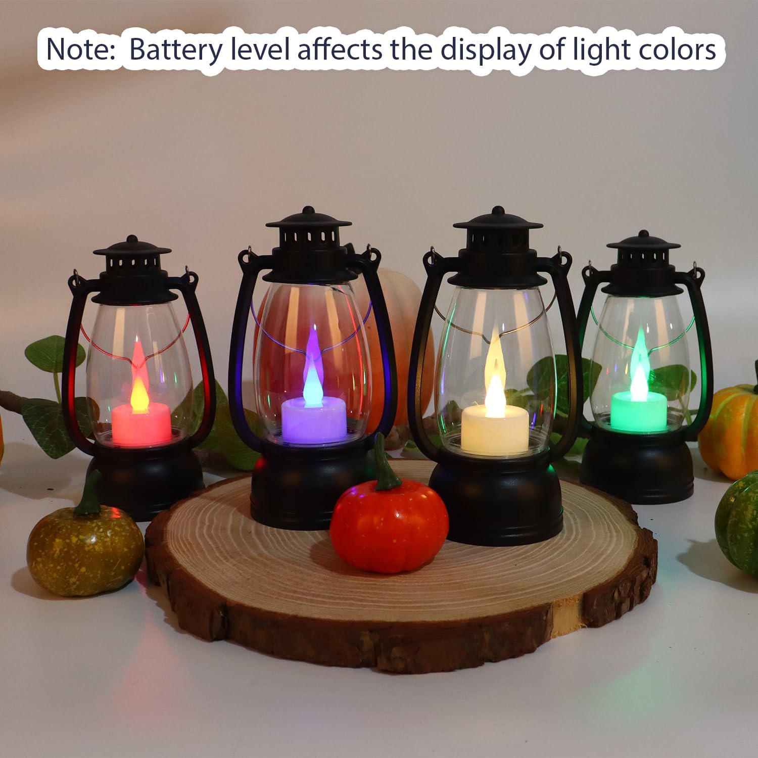 LLQ Small Western Lanterns Decorative with Remote Timer & Color Changing for Table Centerpieces, Small Lanterns Vintage Camping Hanging Lamp Ornaments for Cowboy Wedding Halloween Christmas, 4-Pack