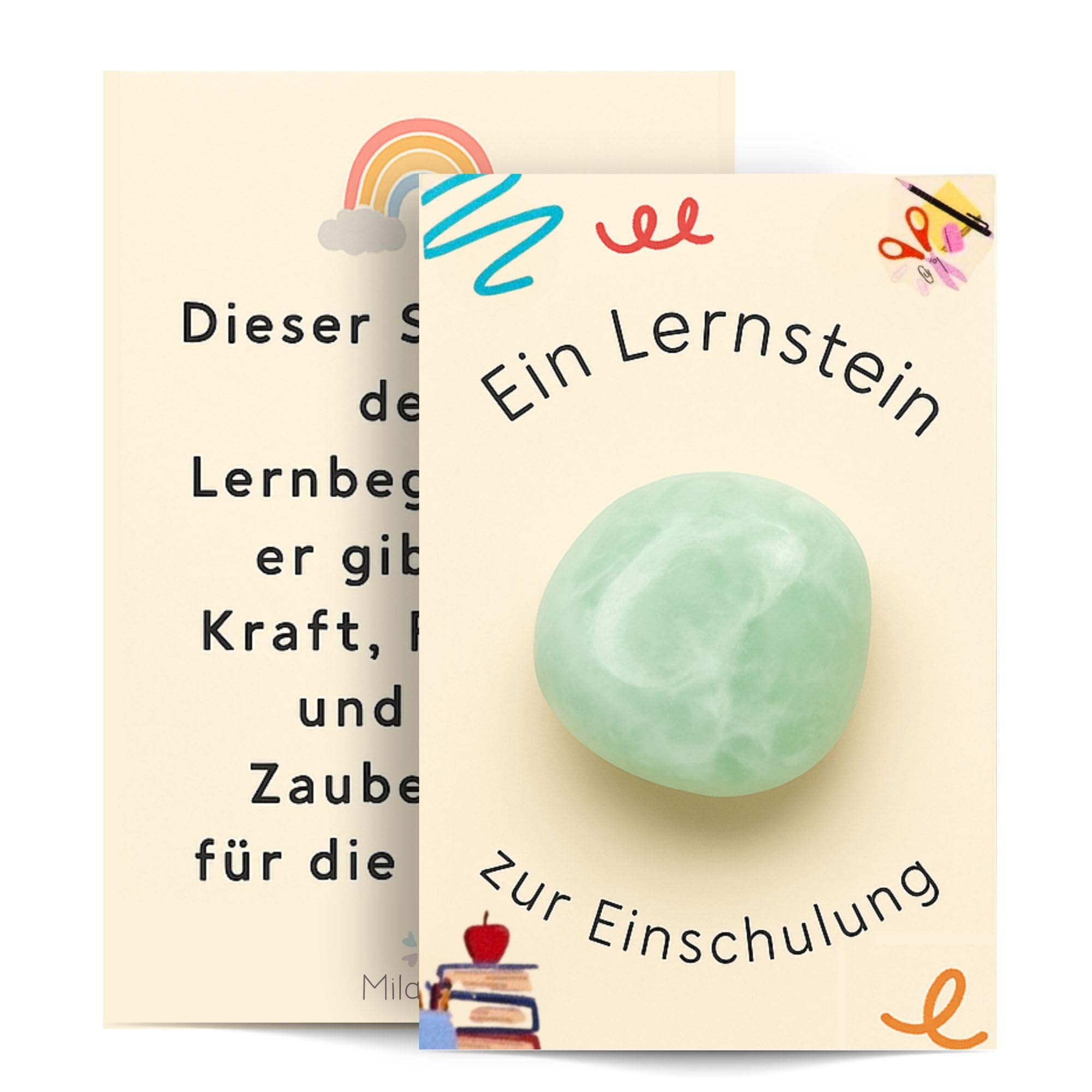Milaboo Lernstein zur Einschulung – Symbolischer Mut- & Glücksstein mit Bedeutung – Geschenk- & Erinnerungsartikel zur Schultüte