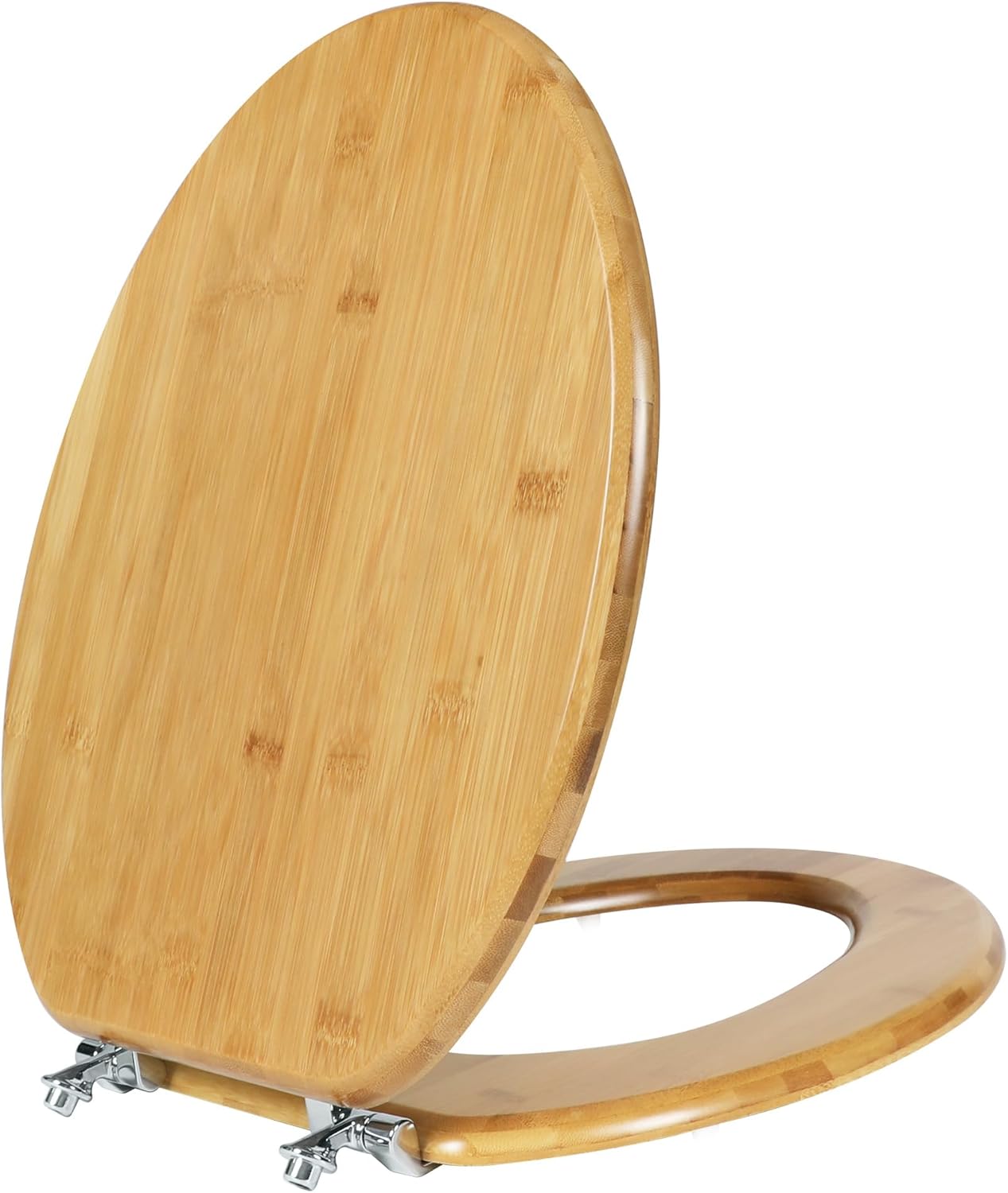 Elongated Toilet Seat Bamboo Wood Toilet Seat with Zinc Alloy Hinges