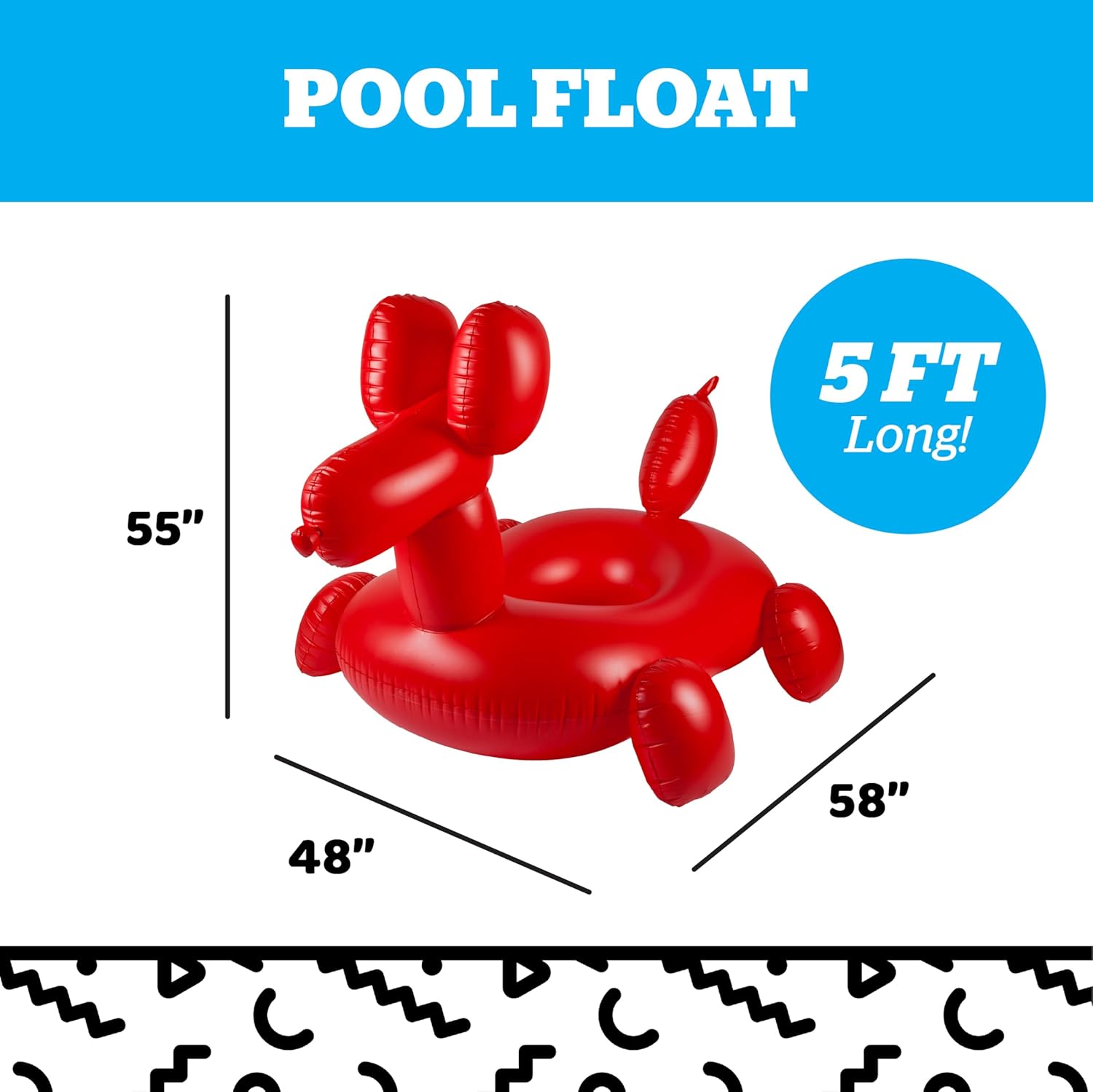 BigMouth Inc. Giant Balloon Animal Pool Float, Over 4' Wide, Fun Inflatable Floatie Tube, Blow Up Swim Ring, Outdoor Summer Pool Party Water Toy