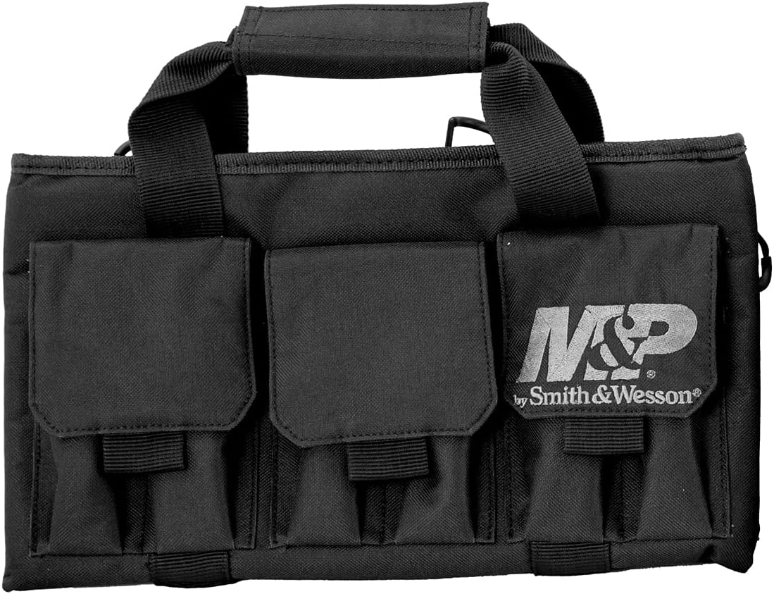 M&P Pro Tac Padded Handgun Case with Ballistic Fabric Construction and External Pockets for Shooting, Range, Storage and Transport