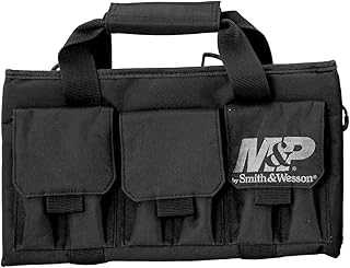 Smith & Wesson M&P Pro Tac Padded Handgun Case with Ballistic Fabric Construction and External Pockets for Shooting, Range, Storage and Transport