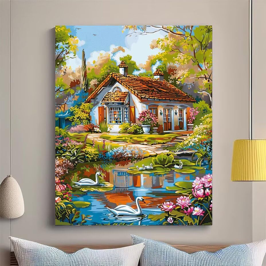 Broderie diamond complet kit paysage 45x60 contre le stress de la maison - 2
