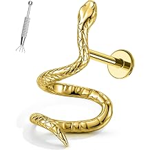 OUFER 16G 6/8mm Snake Internally Threaded Flat Back Helix Piercing Jewelry