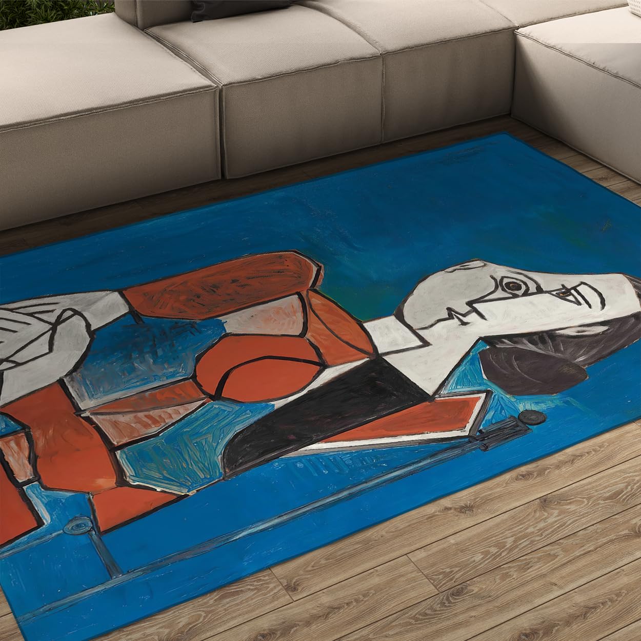 Tapis de chambre d'enfant lavable 160x200 cm au style portrait abstrait