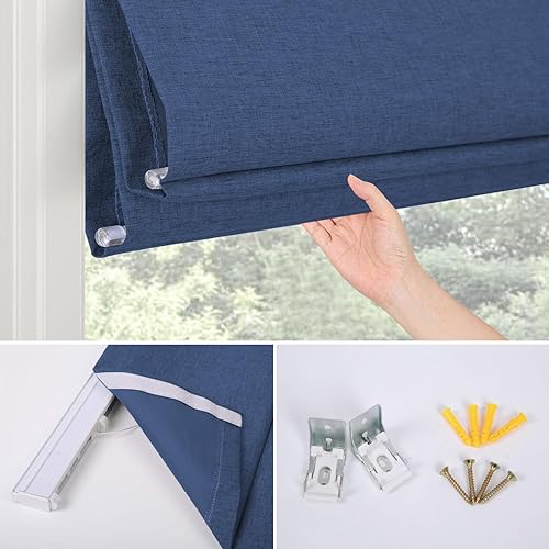 Miniatura 4 de Persianas romanas sin cordón, persianas romanas opacas de alta calidad, color gris, persianas romanas de tela lavable a medida para ventanas,