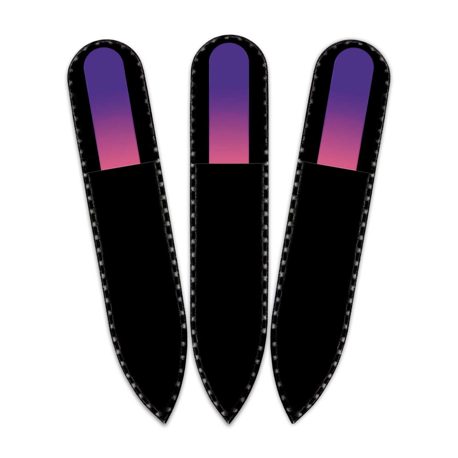 Mont Bleu Rainbow Crystal Nail File in Black Pouch - Small - Purse Size - Czech Tempered Glass - Handmade in Czech Republic - Fingernail Nail File