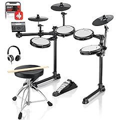 Electric Drums, Donner DED-200 LITE Electronic Drum Kit for Beginner with 450+ Sounds, USB MIDI, Quiet Mesh Pads, Throne, Headphones, Sticks and 40 Melodics Lessons
