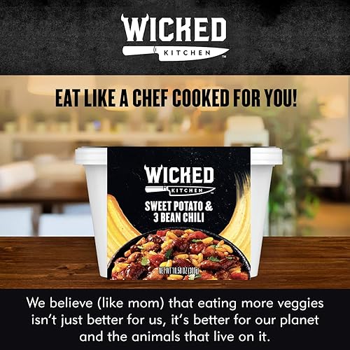 Miniatura 5 de Wicked Kitchen Comidas listas para comer batata y chile de tres frijoles paquete de 8 - Alimento para microondas - Comidas preparadas instantáneas a