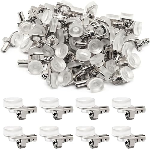 BENLIUDH Pinzas de estante de 0.197 in para estantes, pasadores de soporte de estante de metal para gabinete, clips de estante con soporte de goma