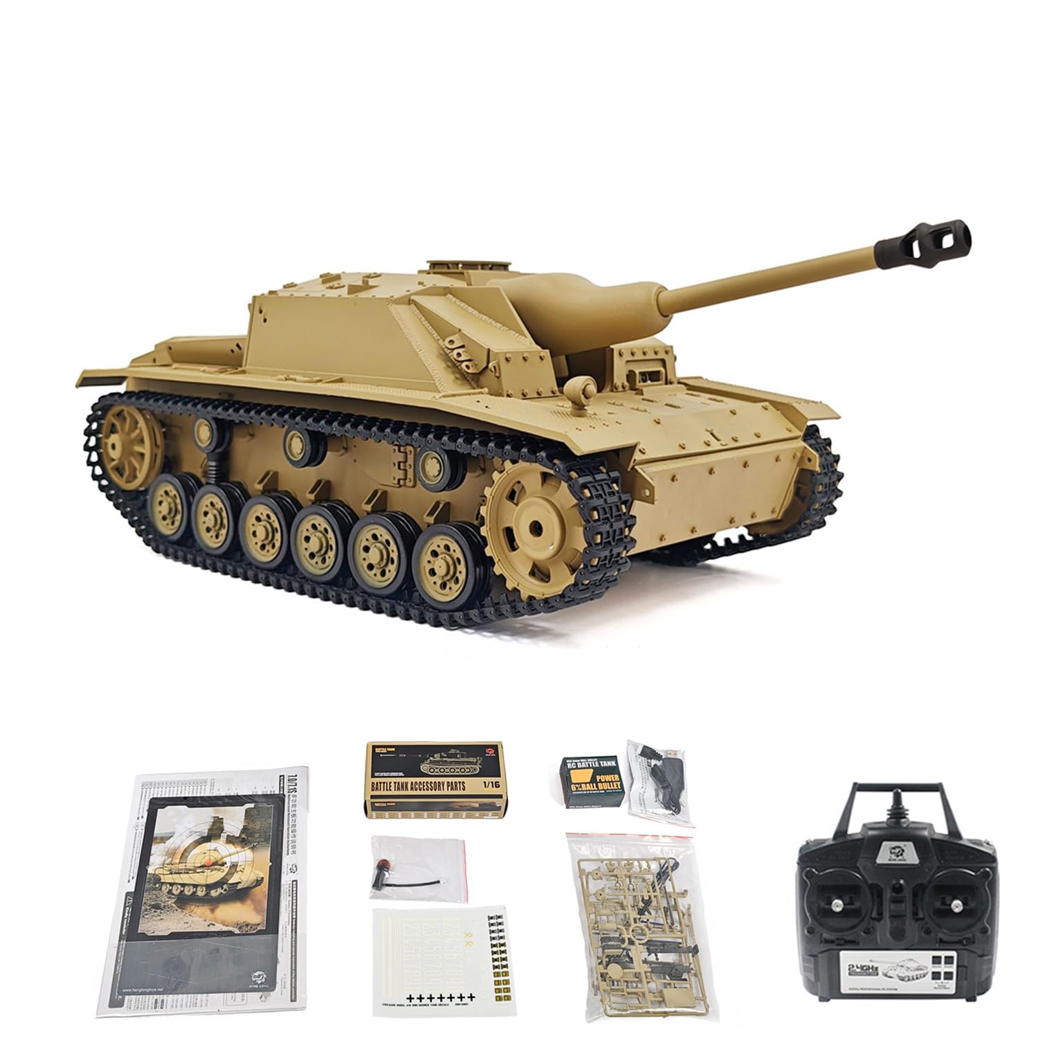 1/16 Henglong 7,0 Mainboard Deutscher Stug III RTR Kunststoff RC-Panzer-Modell 3868 BB IR Stahlgetriebe 1800MAH Batterie Radio Sound Licht