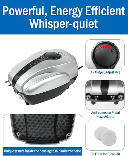 Miniatura 3 de AquaMiracle Aireador de estanque Koi todo en uno para estanques al aire libre de hasta 2000 galones, sistema de aireación de estanque con bomba de