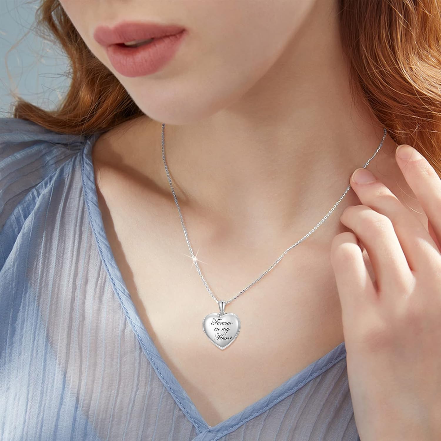 SOULMEET 10K 14K 18K Solid White Gold/Silver Minimalist Style/Infinity Sunflower Heart/Oval Locket Necklace That Holds 1 or 2 Pictures Personalized Photo Locket Necklace Letters Engraving - Image 4