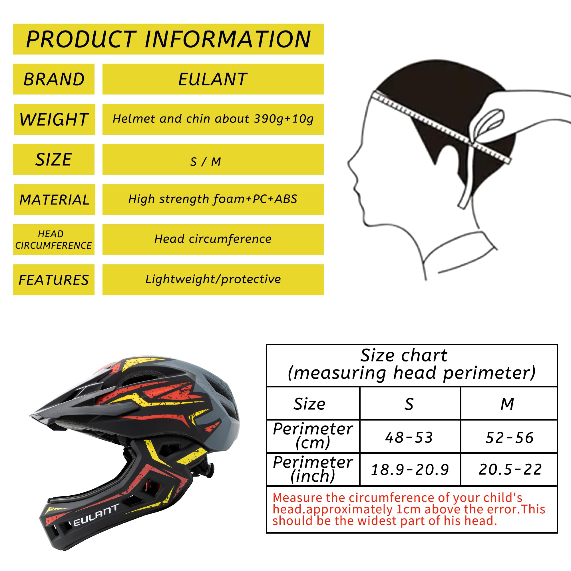 EULANT Casco de Bicicleta con Mentonera Desmontable para Niño,Ligero Casco Integral Niños para Bici MTB BMX Ciclismo Moto Patinaje Scooter Skate Hoverboard