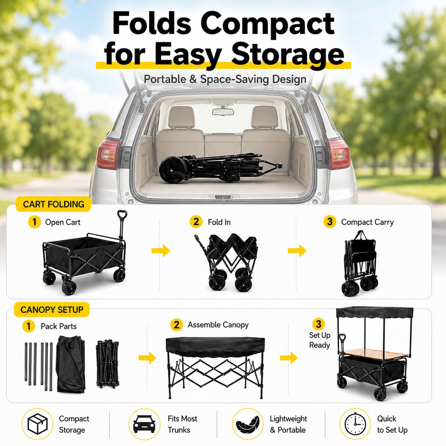 Carrito Plegable con toldo, Puesto móvil portátil para Venta de Comida o Mercado, Carrito de jardín Resistente con Ruedas, Ideal para Venta Ambulante y Eventos. Purple