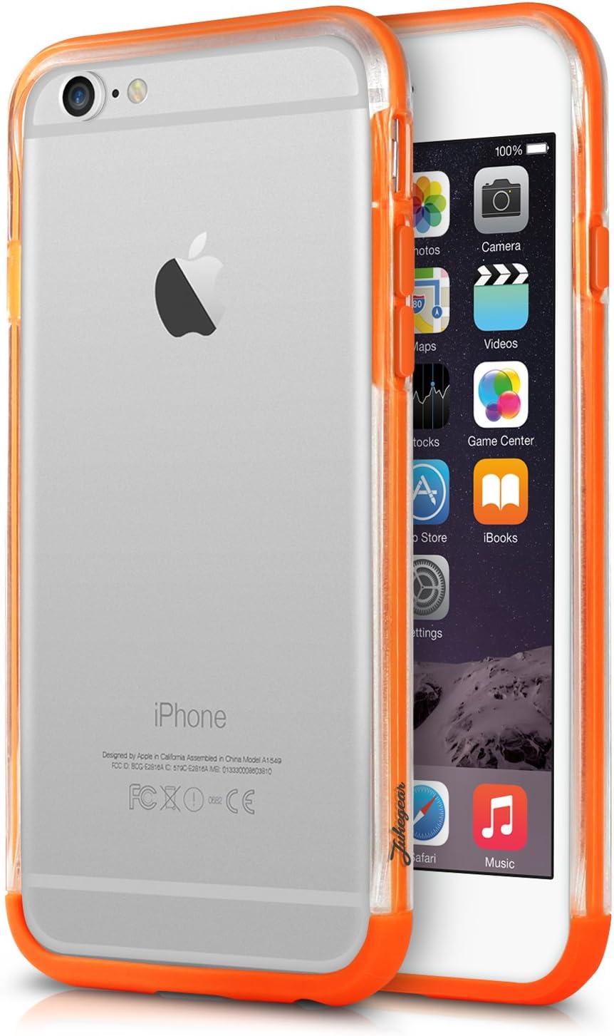iPhone 6s Frame Case - JukeGear Apple iPhone 6/6s Protective Rim - Ultra Slim Premium Bumper Ring for iPhone 6 with 4.7" Screen - Orange / Clear - (JBumP6MOR)